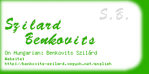 szilard benkovits business card